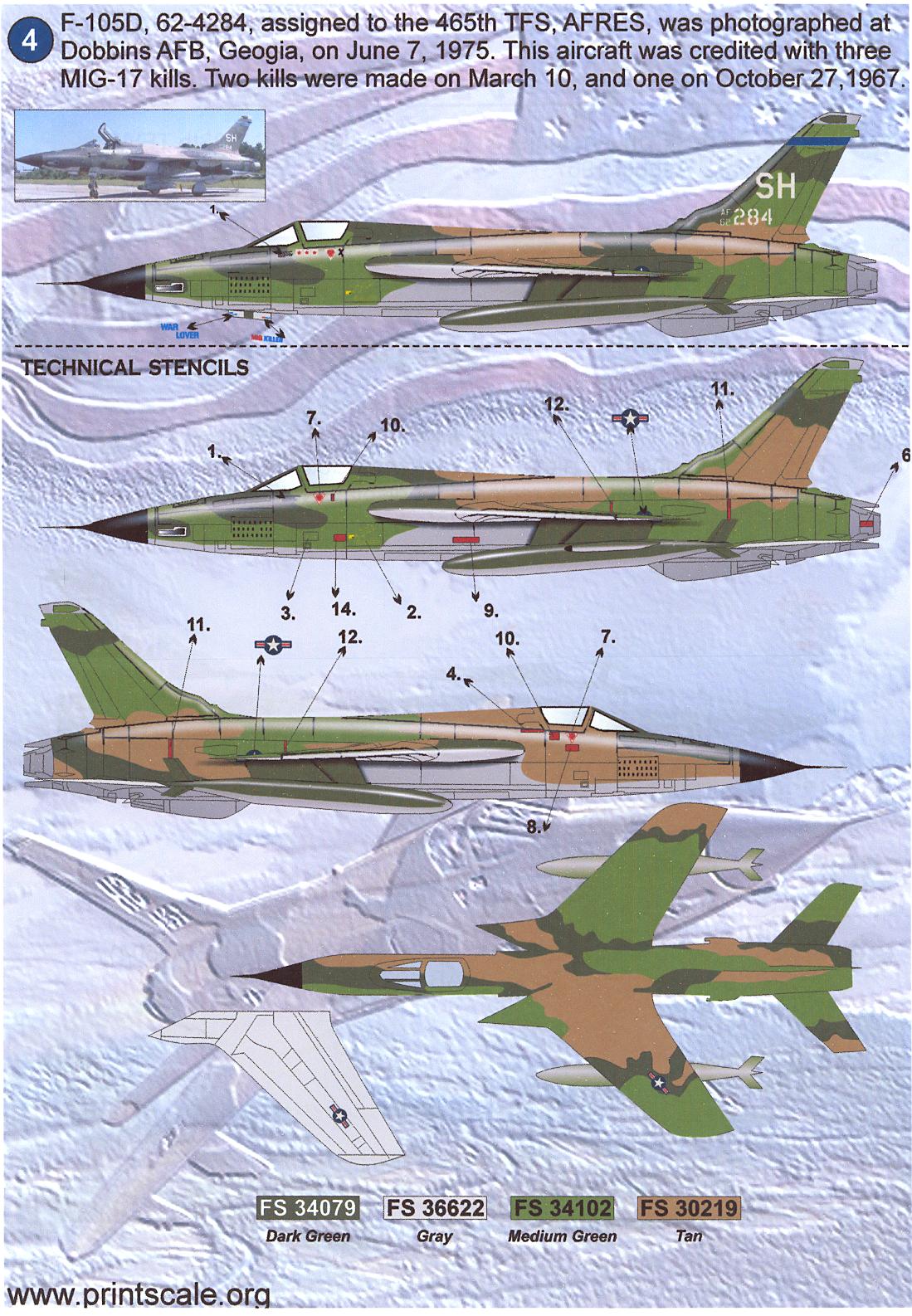 Autocollants Décalcomanies Print Scale 48-070 1/48 Pour F-105 Thunderchief Mig Kill - Ukraine